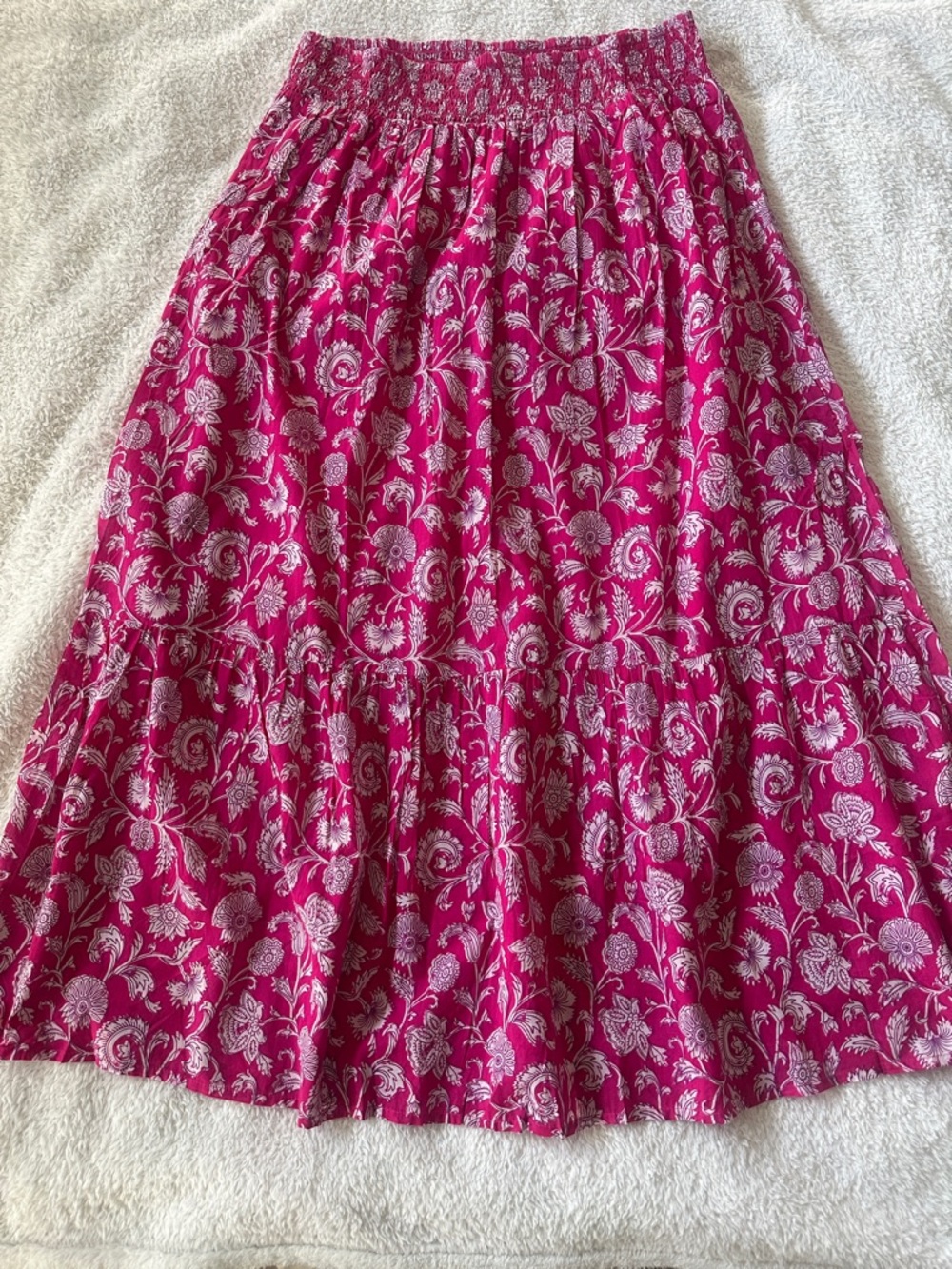 Destination 365 Fuchsia Floral Print Pull On Maxi Skirt 100% Cotton Size M NWOT - Picture 9 of 12